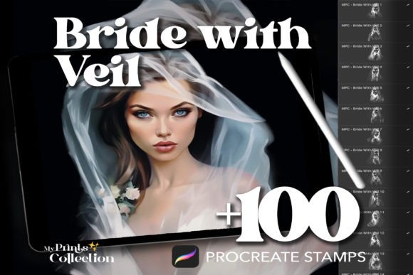 100 Procreate Bride with Veil Stamps: Elevate Your Digital Artistry