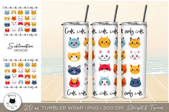 Kawaii Cat Tumbler Design Cute Cat PNG: Strategic Use for Branding and Creative Expression