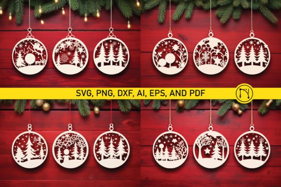 Laser Cut Christmas Baubles SVG Bundle