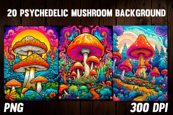 Psychedelic Mushroom Backgrounds 3: A Whimsical Journey into Enchanting Fungi Fantasia