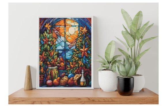 Stained Glass Christmas Cross Stitch