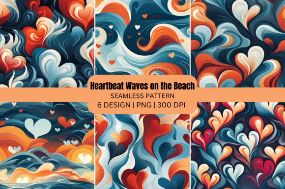 Valentine Heartbeat Waves on the Beach Digital Paper: A Versatile Design for Creative Projects