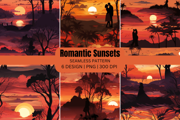 Valentine Romantic Sunsets Seamless
