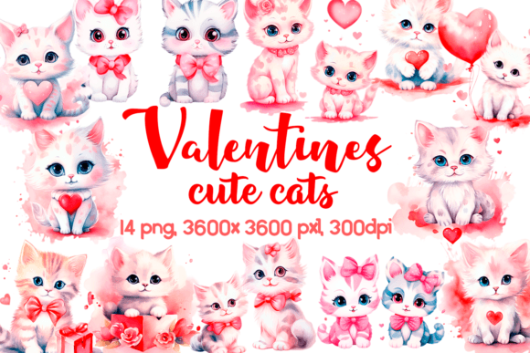 Watercolor Valentines Cute Cats Clipart: A Versatile Tool for Creative Projects